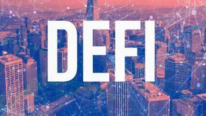 DEFI: Finanzas descentralizadas en un paisaje urbano.