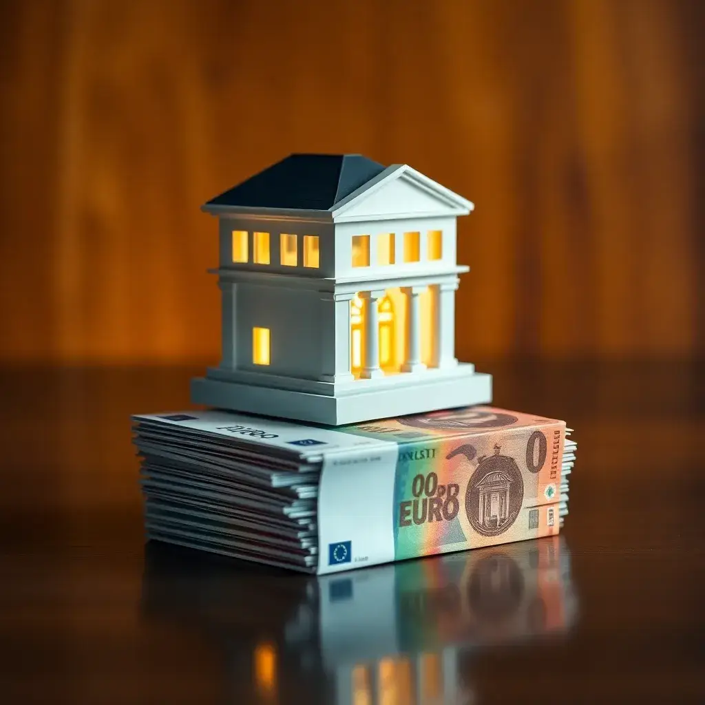 Modelo de banco sobre billetes euro. Inversión y **BBVA dividendo** en España.