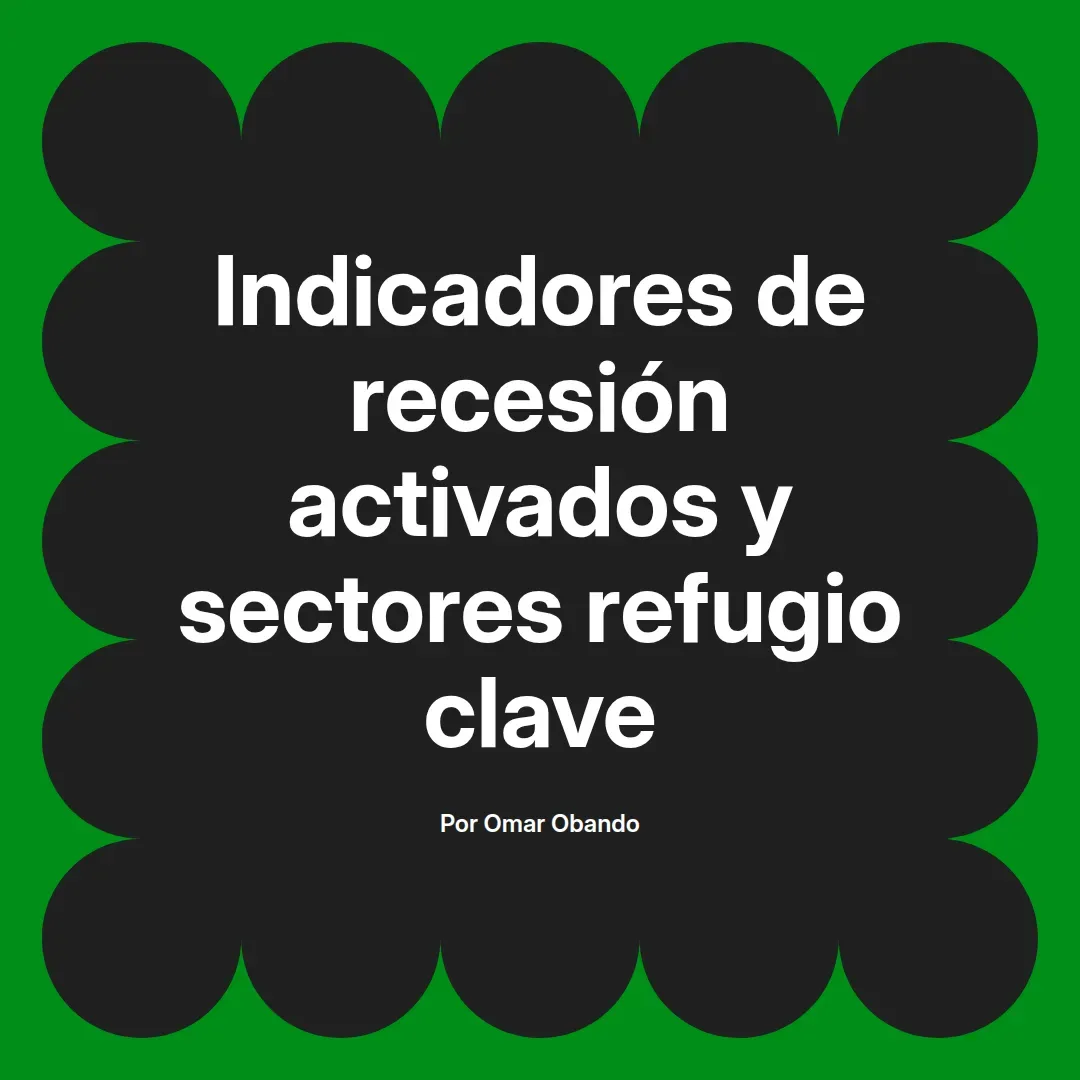 imagen destacada del post con un texto en el centro que dice Indicadores de recesión activados y sectores refugio clave y abajo del texto aparece el nombre del autor Omar Obando