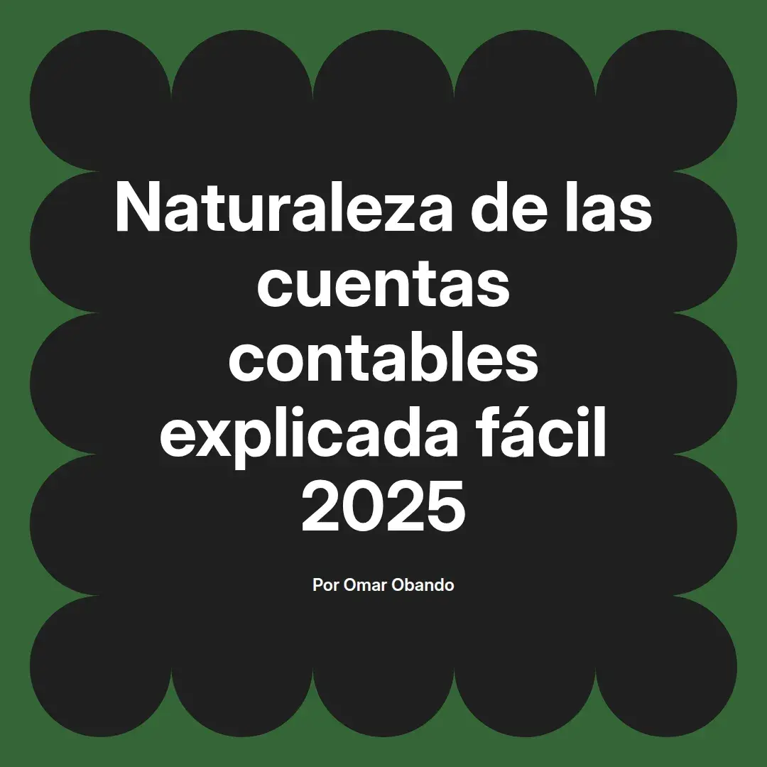 imagen destacada del post con un texto en el centro que dice Naturaleza de las cuentas contables explicada fácil 2025 y abajo del texto aparece el nombre del autor Omar Obando