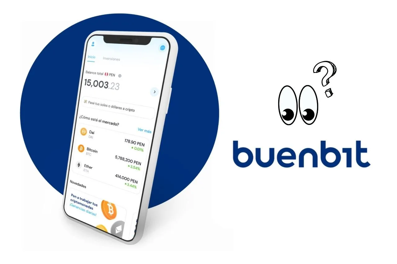 Aplicación Buenbit que muestra el saldo de inversión y el precio de las criptomonedas. Invertir en criptomonedas es fácil.