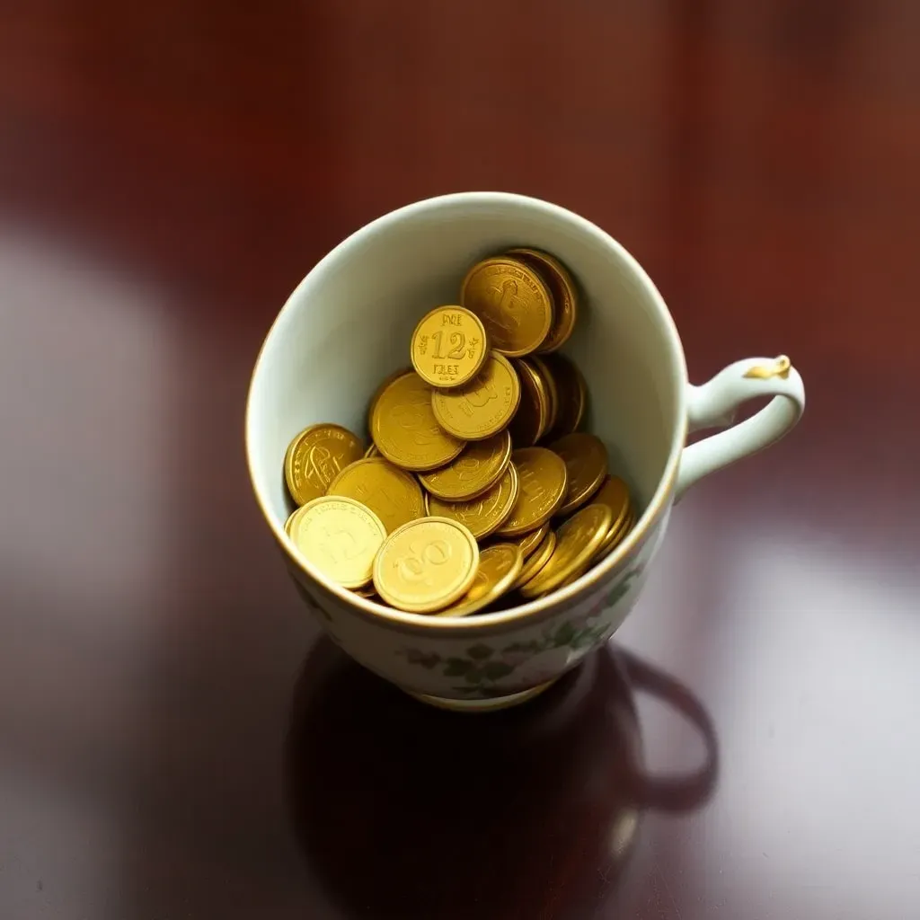 Monedas de oro cayendo en taza: una representación visual de los dividendos.