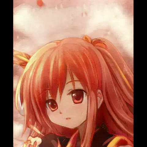 Chica de anime con cabello naranja vibrante