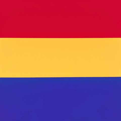 Bandera de los Países Bajos, con franjas horizontales roja en la parte superior, amarilla en el medio y azul en la parte inferior.