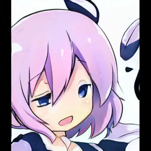 Linda chica de anime con cabello lavanda, estilo chibi.
