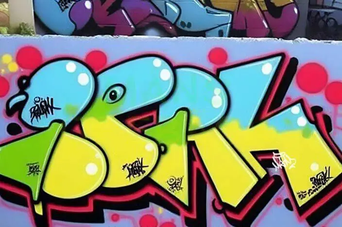 Arte de graffiti vibrante que presenta las letras 