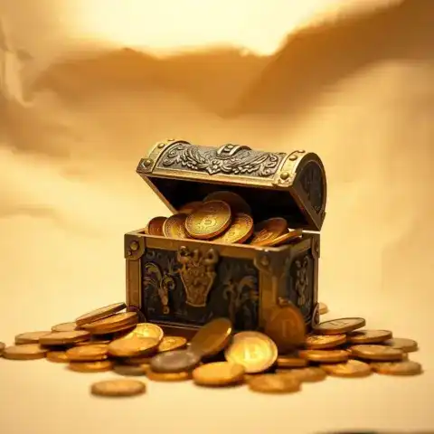 Cofre rebosante de monedas de oro: posible dividendo CaixaBank en España.