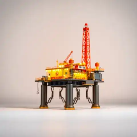 Maqueta de plataforma petrolera española; concepto de repsol dividendo y energía en España.